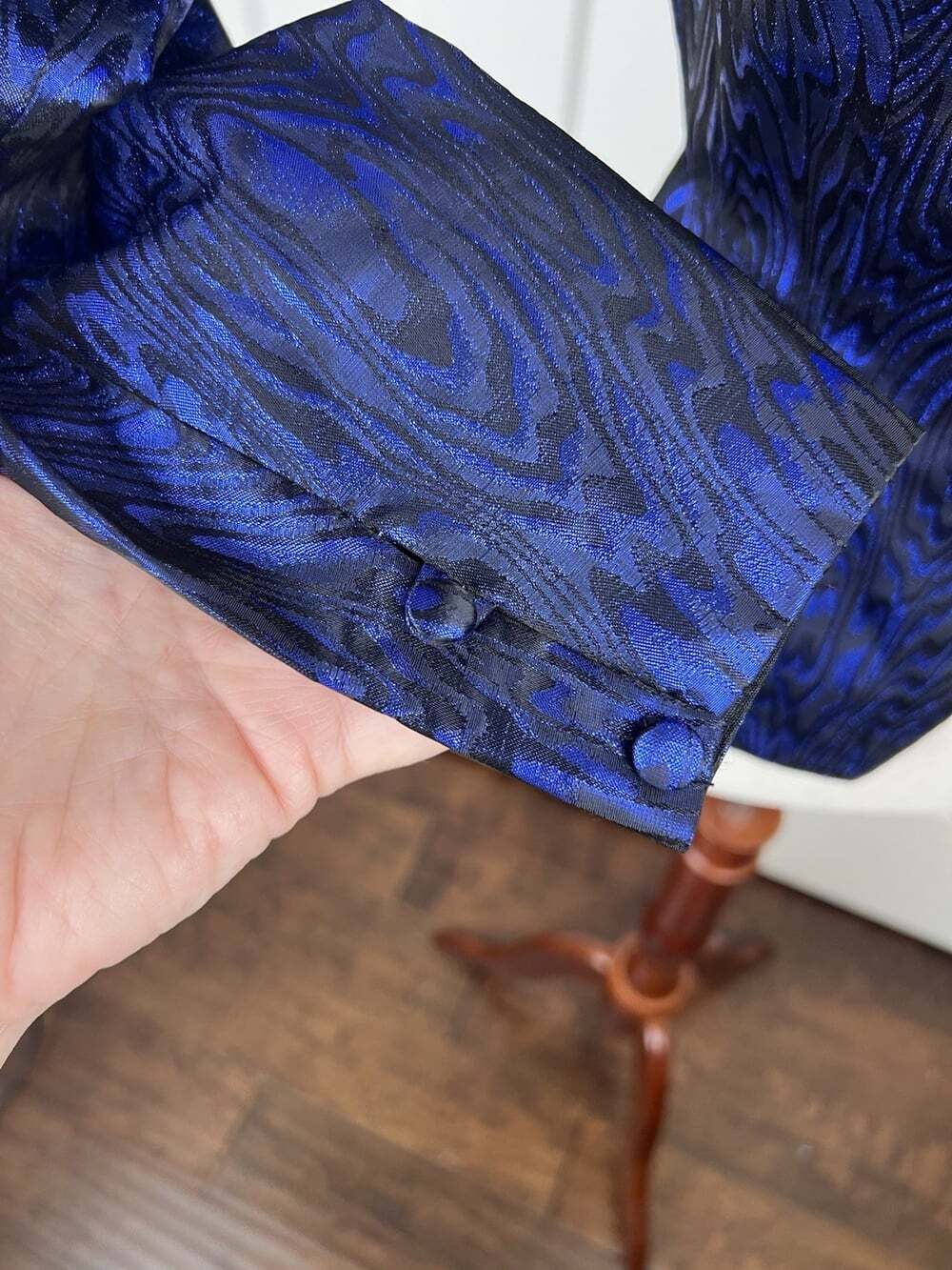 NWT Vintage 80s Neiman Marcus Metallic Cobalt Blue Moire Blazer Top Size 6 USA - Picture 7 of 14